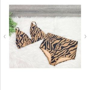 J.Crew Animal print/zebra high waist bikini bottom